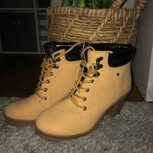 Joe boxer heeled construction booties!